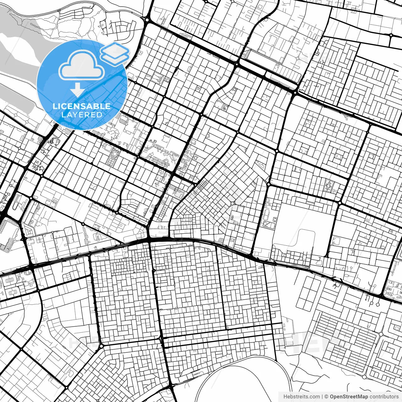Layered PDF map of Ajman , United Arab Emirates