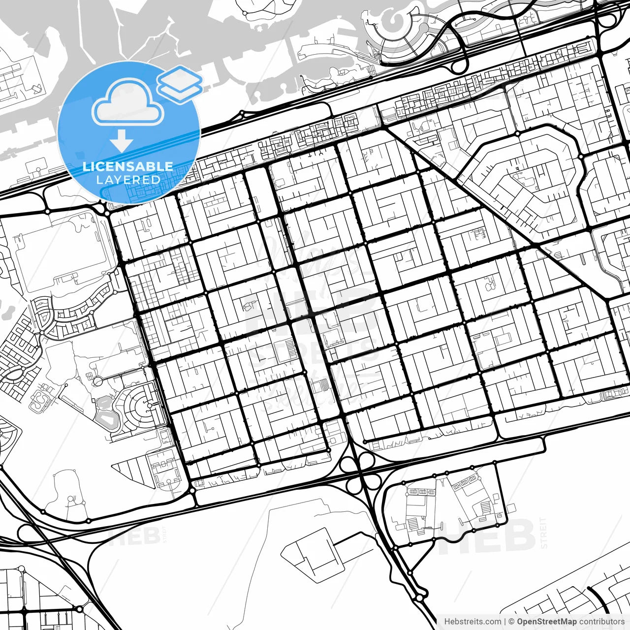 Layered PDF map of Khalifah A City, United Arab Emirates