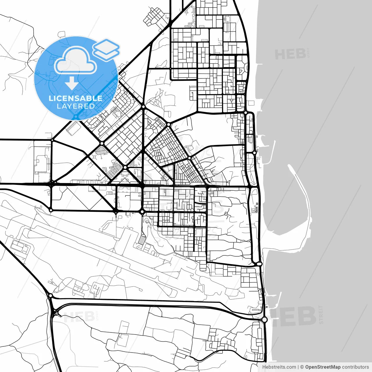 Layered PDF map of Reef Al Fujairah City, United Arab Emirates