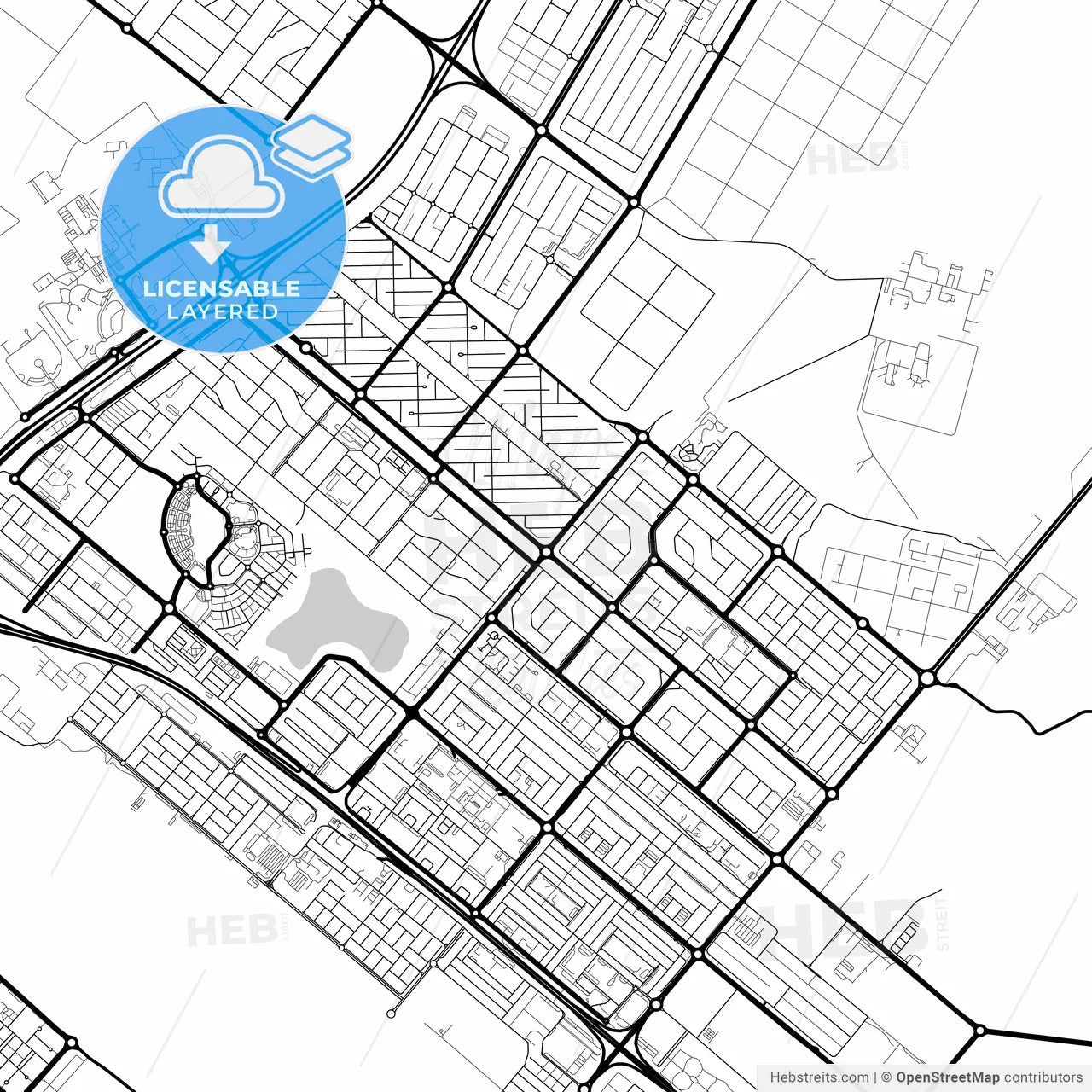 Layered PDF map of Bani Yas City, United Arab Emirates