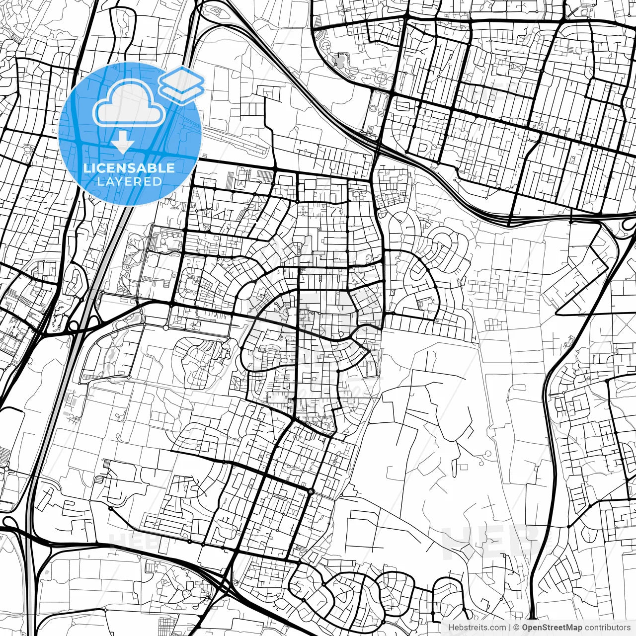 Layered PDF map of Herzliya, Tel Aviv, Israel