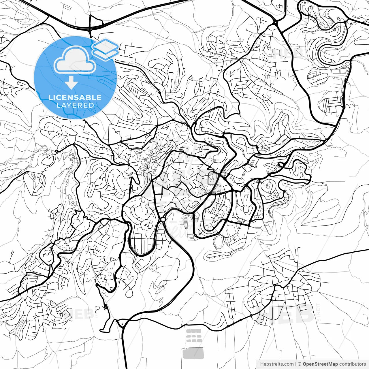 Layered PDF map of Nazareth, North, Israel