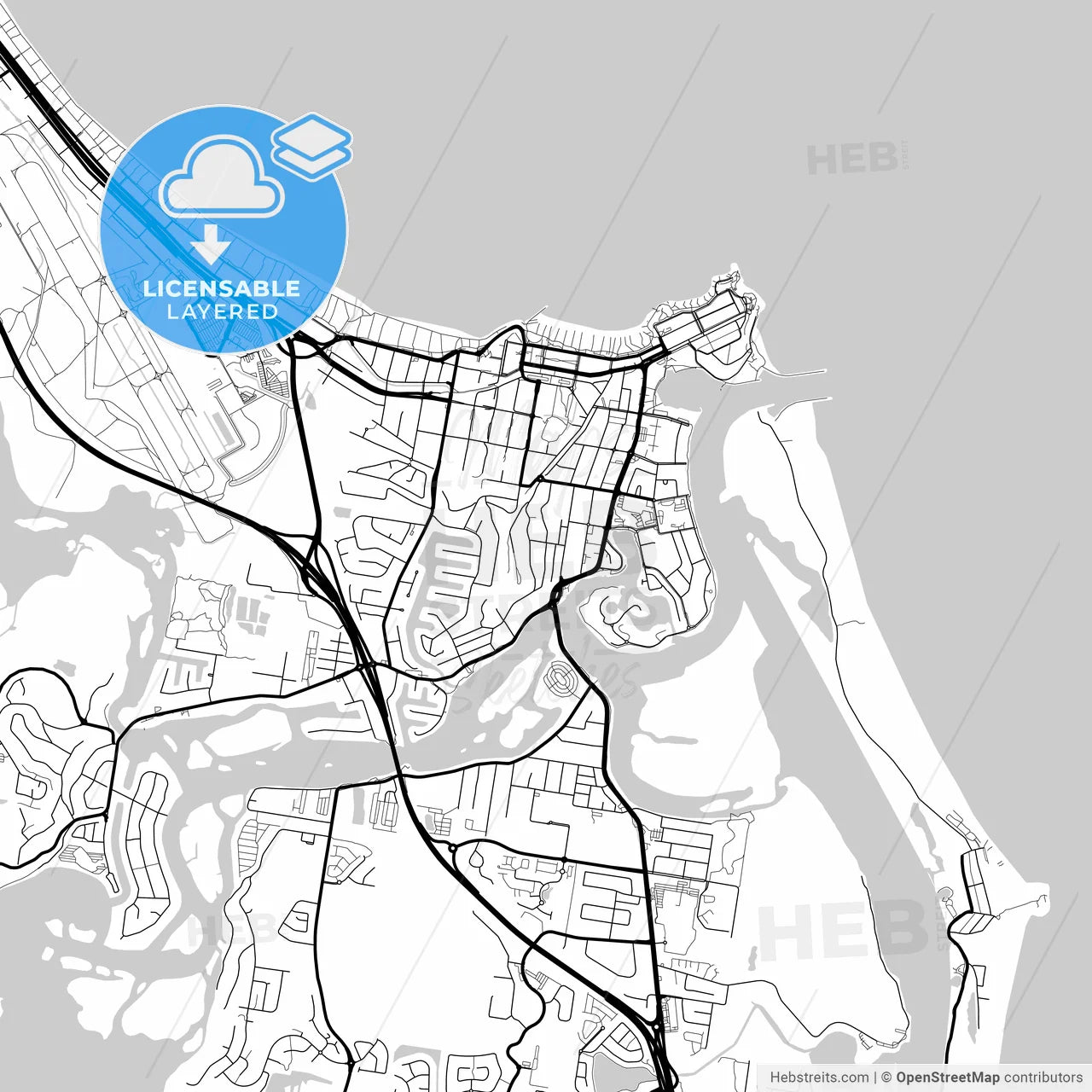 Layered PDF map of Gold Coast–Tweed Heads, Queensland/New South Wales, Australia