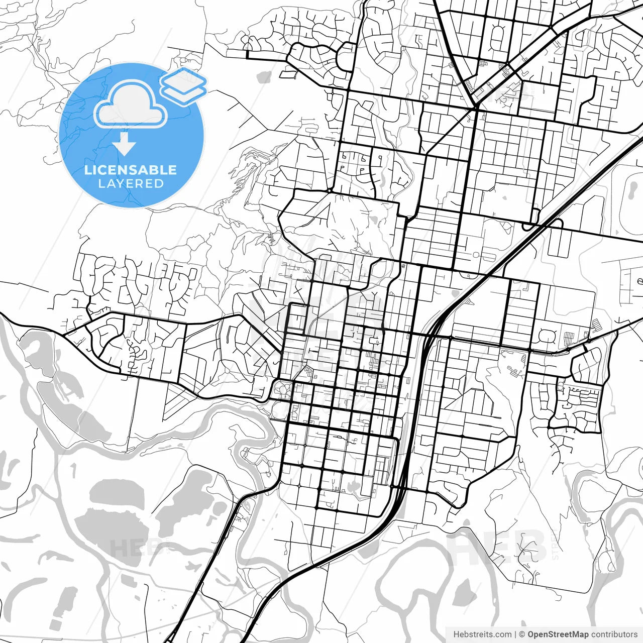 Layered PDF map of Albury–Wodonga, New South Wales/Victoria, Australia