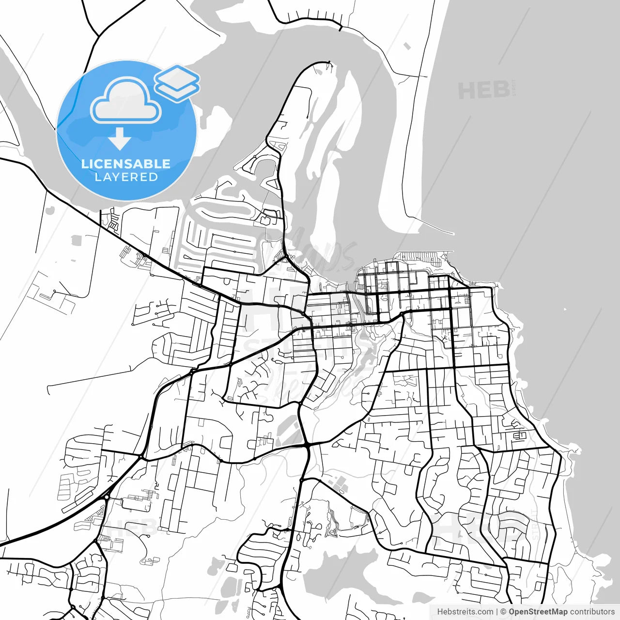 Layered PDF map of Port Macquarie, New South Wales, Australia