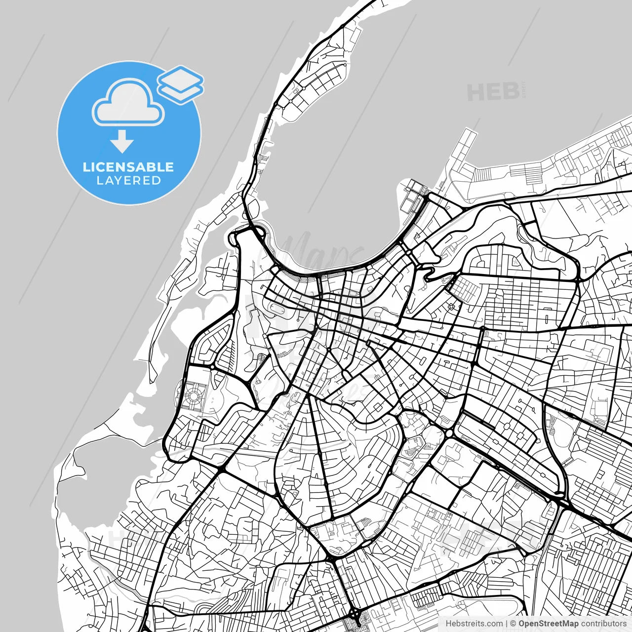 Layered PDF map of Luanda, Angola