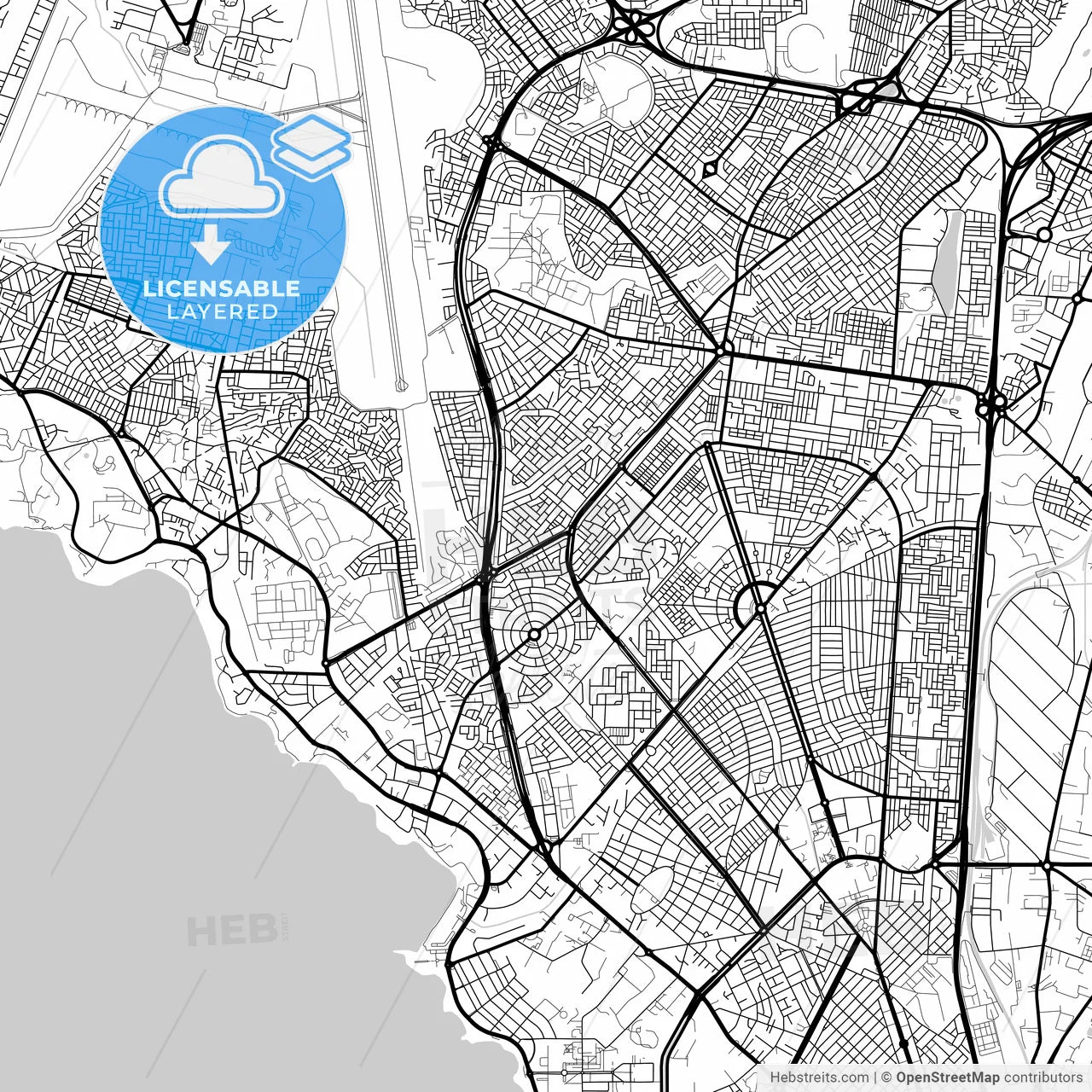 Layered PDF map of Dakar, Senegal