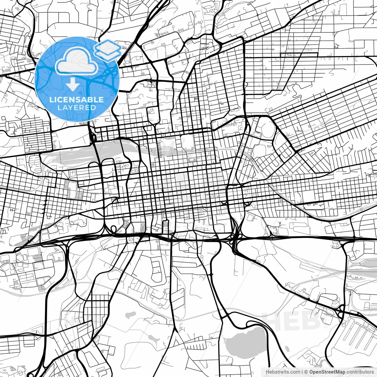 Layered PDF map of Johannesburg, South Africa