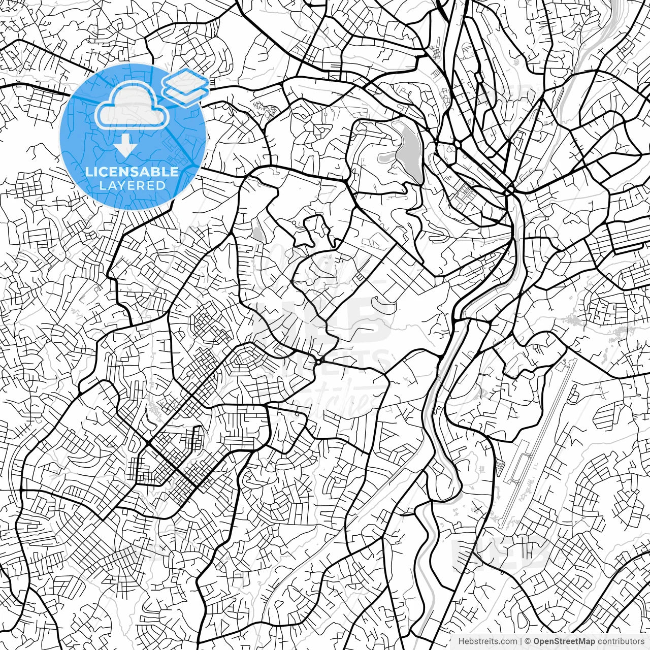 Layered PDF map of Yaounde, Cameroon