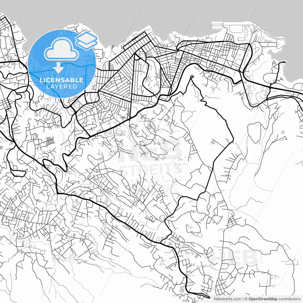 Layered PDF map of Freetown, Sierra Leone