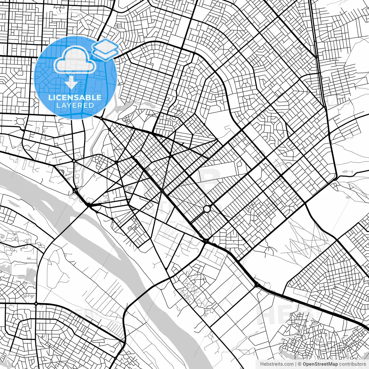 Layered PDF map of Niamey, Niger