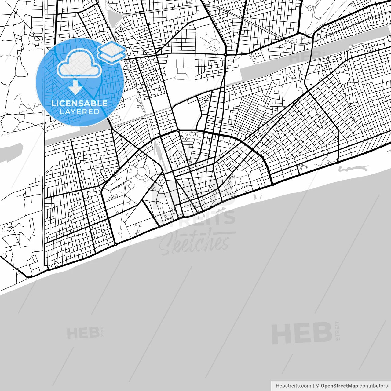 Layered PDF map of Lome, Togo