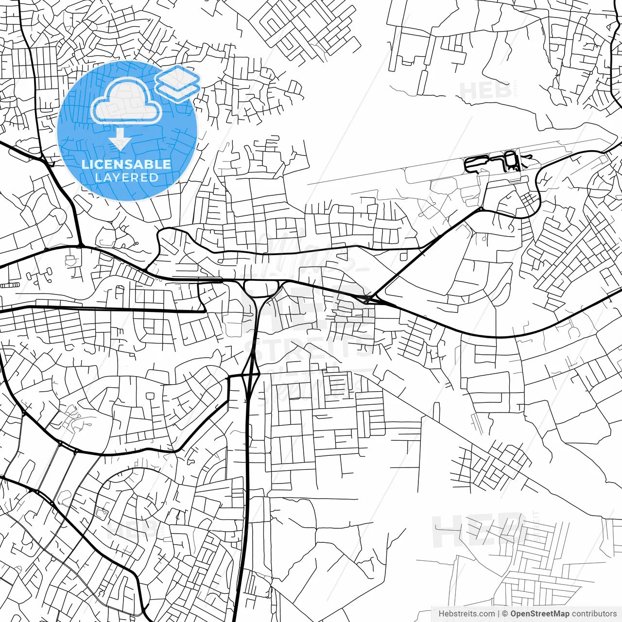 Layered PDF map of Enugu, Nigeria