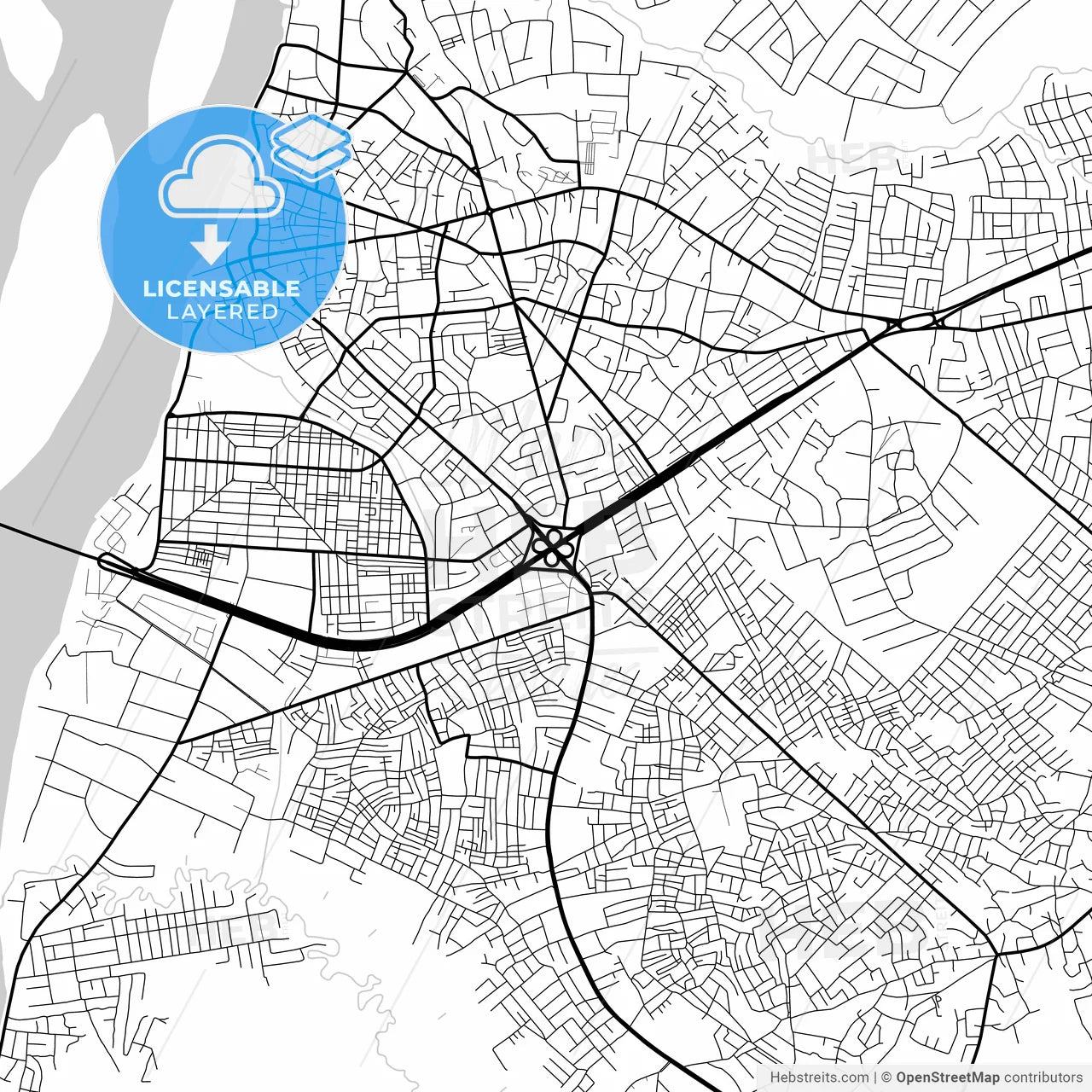 Layered PDF map of Onitsha, Nigeria