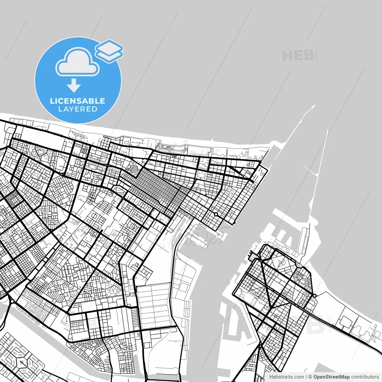 Layered PDF map of Port Said, Egypt