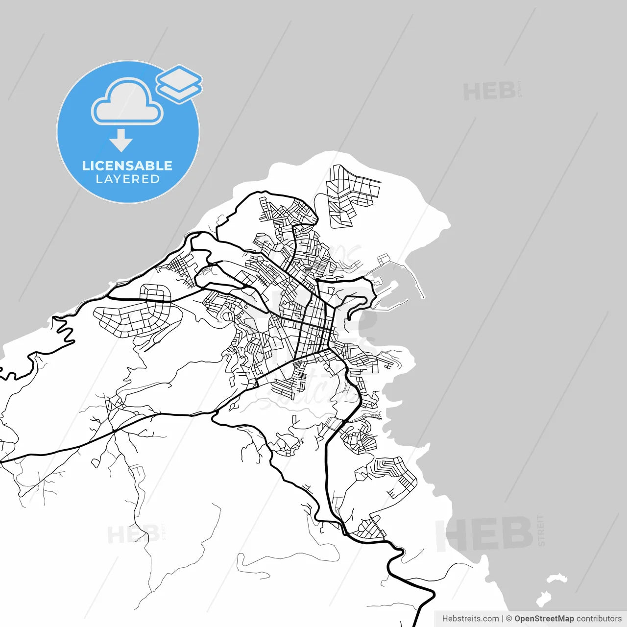 Layered PDF map of Al Hoceima, Morocco