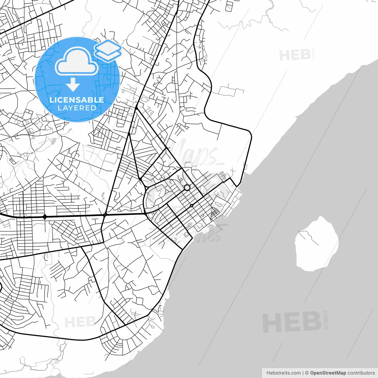 Layered PDF map of Bissau, Guinea Bissau