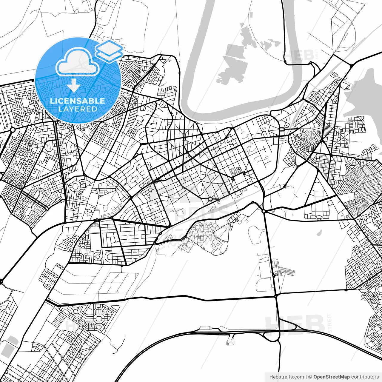 Layered PDF map of Kenitra, Morocco