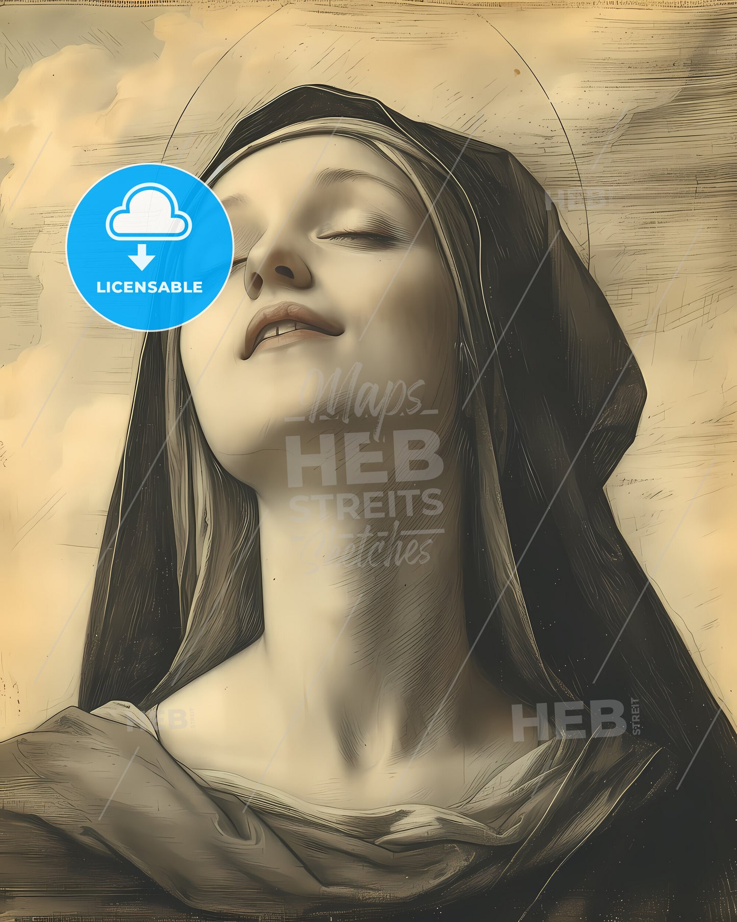 Birgitta of Sweden, Saint Birgitta, 1303 - 1373, a woman with her eyes closed