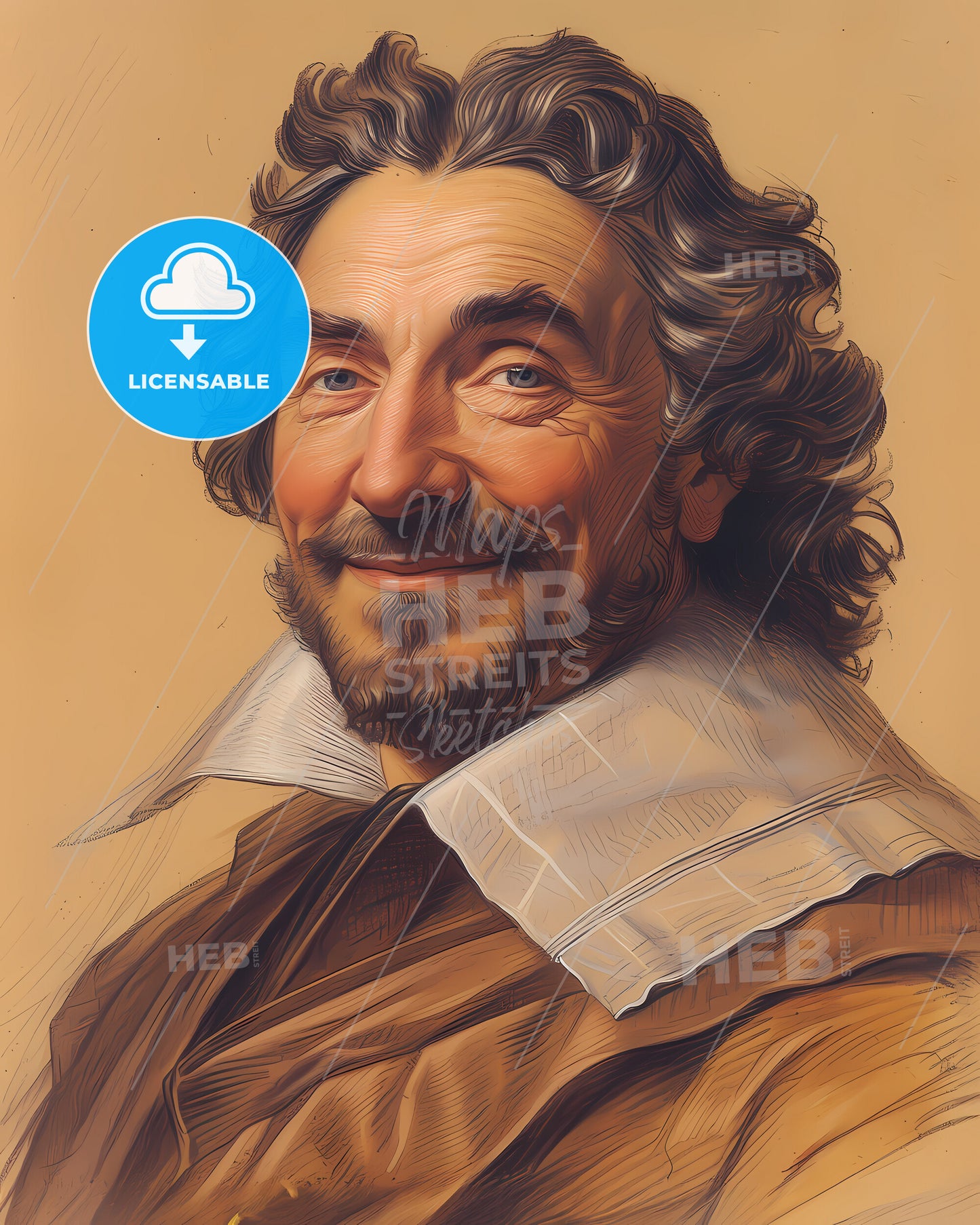 Jean-Baptiste, Colbert, 1619 - 1683, a man with curly hair and beard