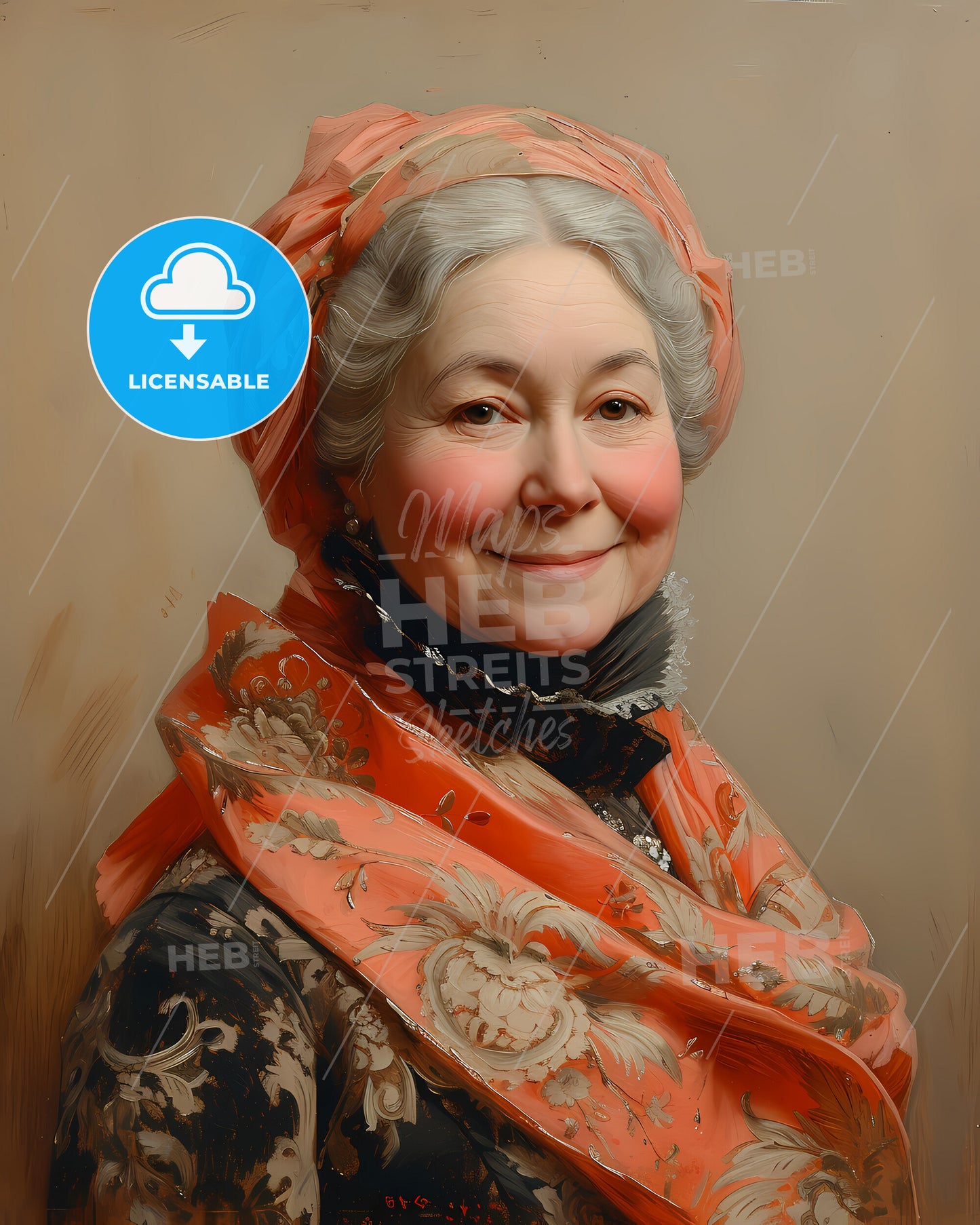 Empress, Catherine I of Russia, 1684 - 1727, a woman in a scarf