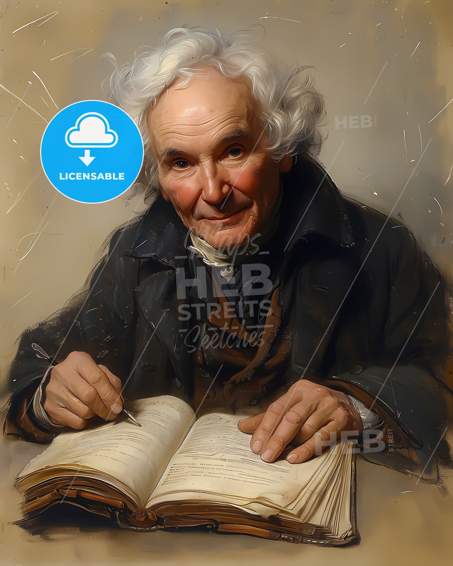 John, Hancock, 1737 - 1793, a man with white hair and a book