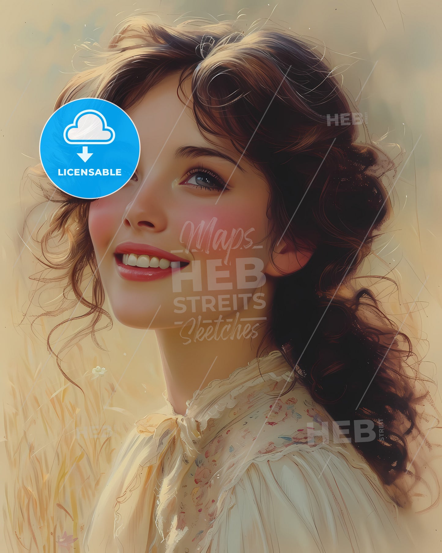 Fanny, Kemble, 1809 - 1893, a woman smiling with curly hair