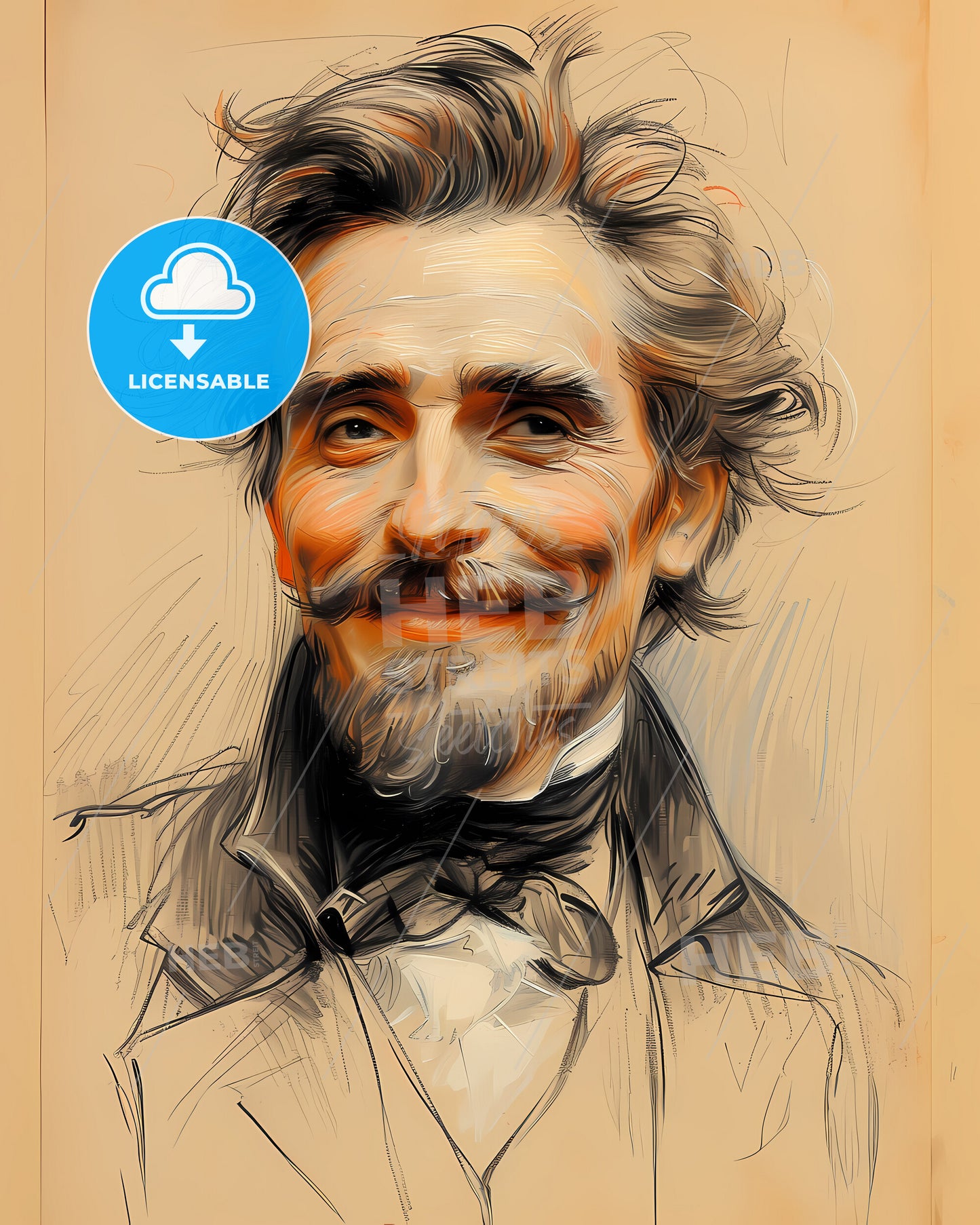 Edwin, Booth, 1833 - 1893, a drawing of a man