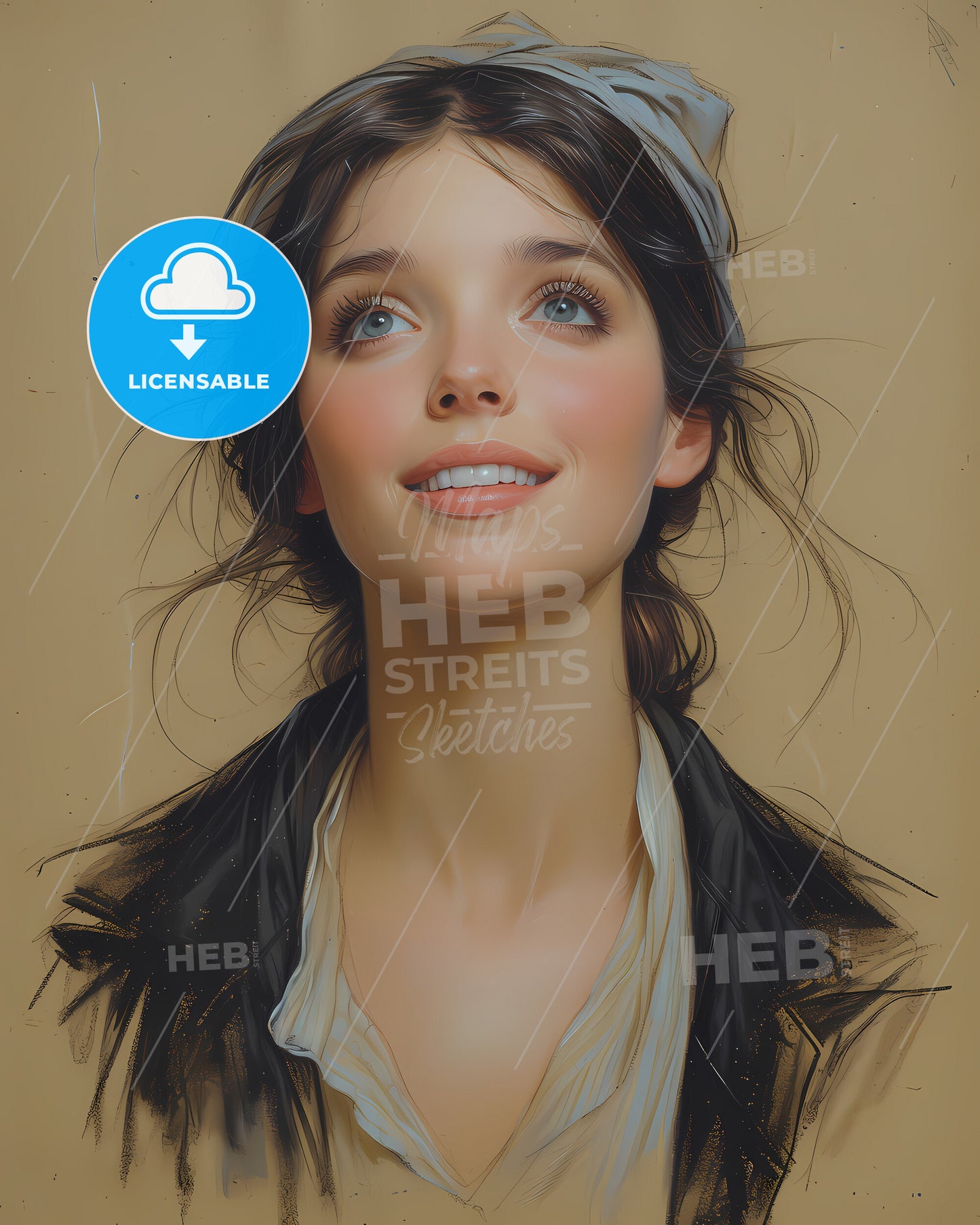 Mary, Anning, 1799 - 1847, a woman looking up to the side