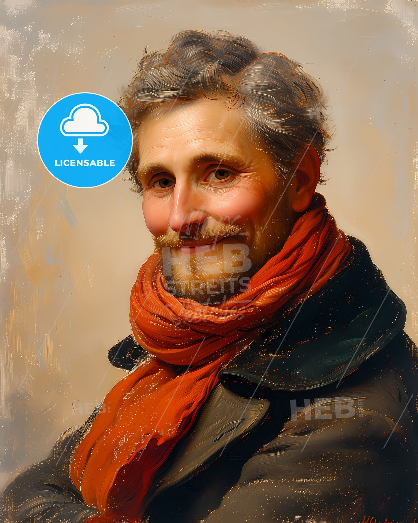 Heinrich, Schütz, 1585 - 1672, a man with a beard and a red scarf