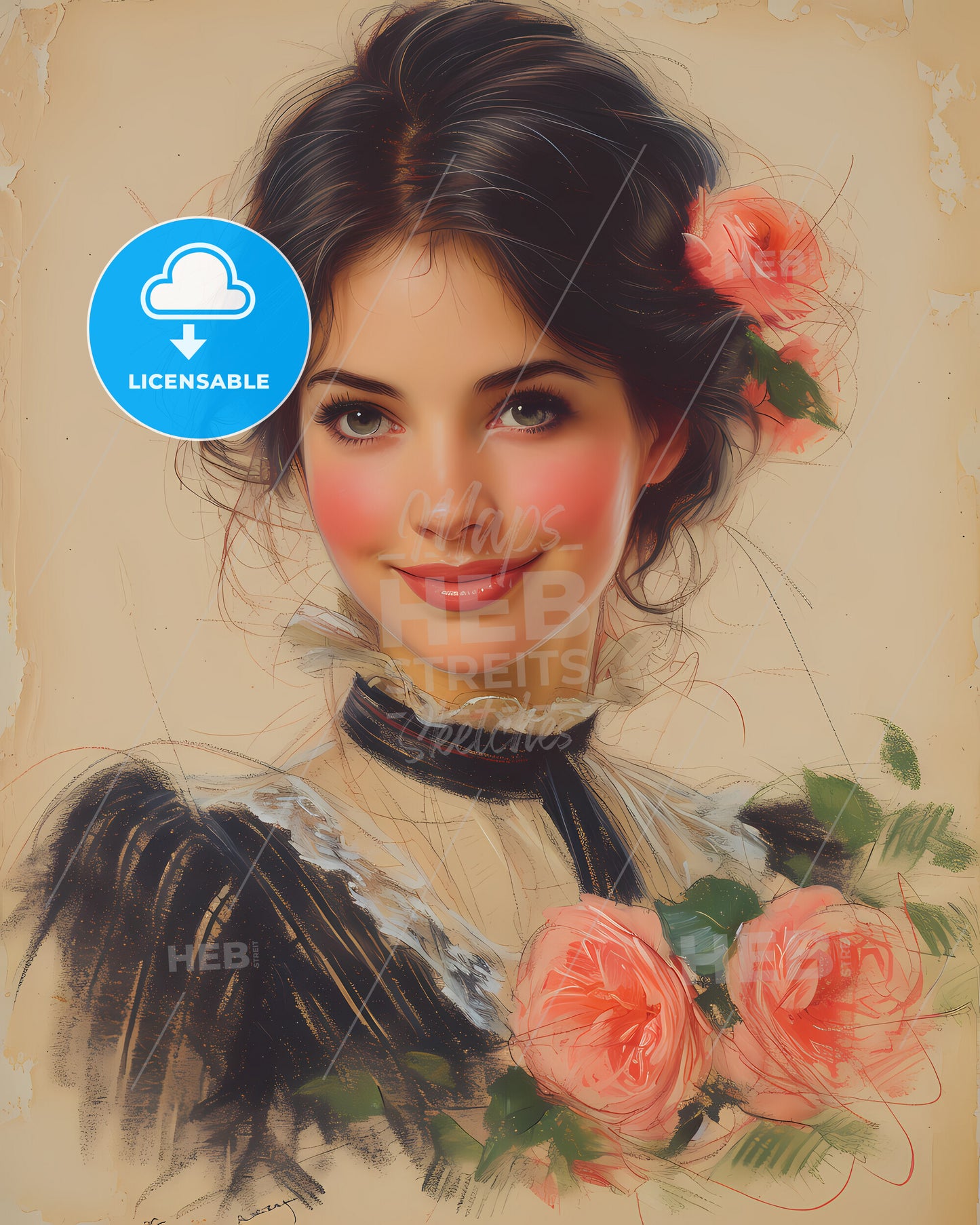 Elizabeth Cochran Seaman, Nellie Bly, 1864 - 1922, a woman with flowers in her hair