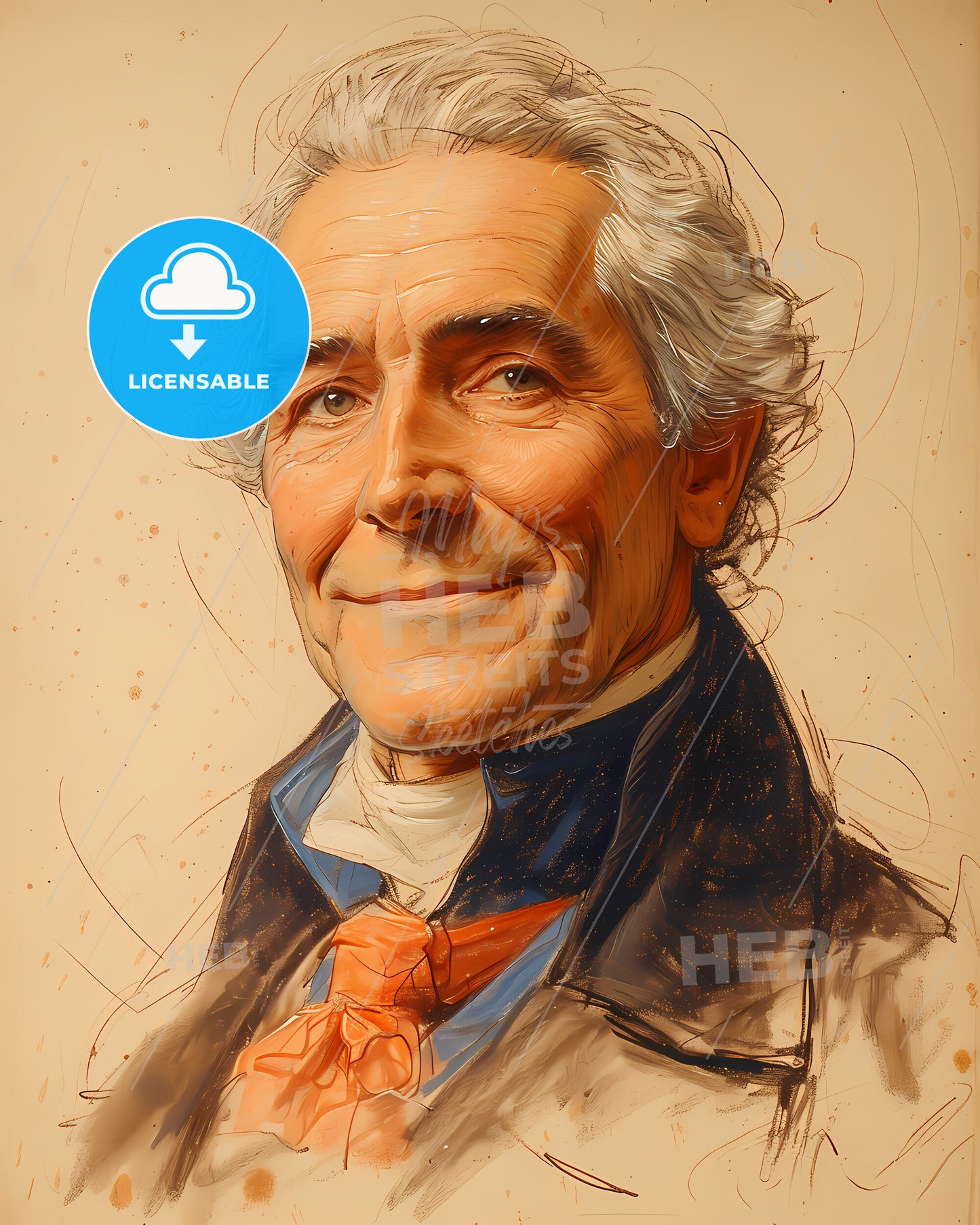 Joseph, Priestley, 1733 - 1804, a man with white hair and a red tie