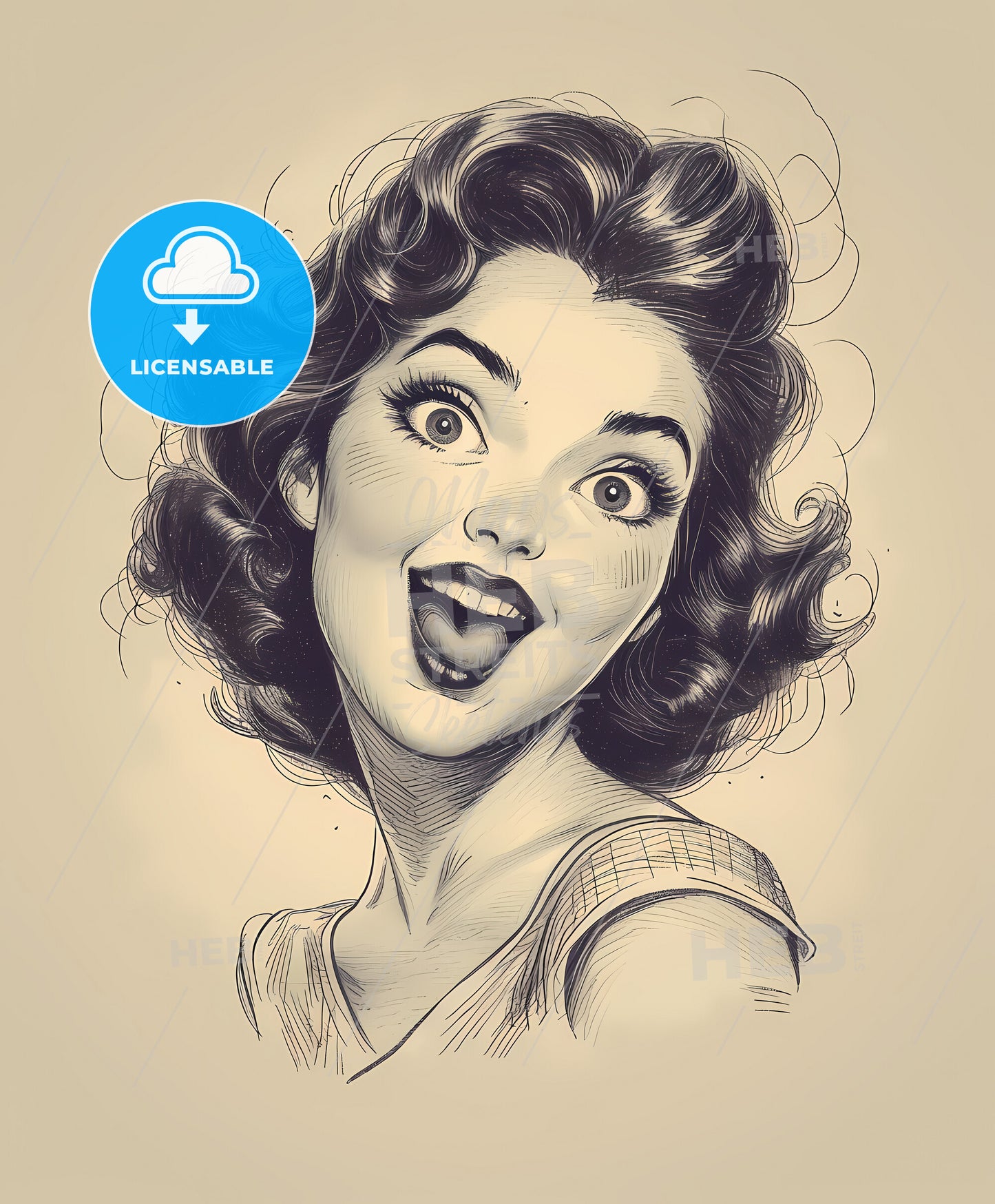 Surprised, woman, film noir style, a woman with her mouth open