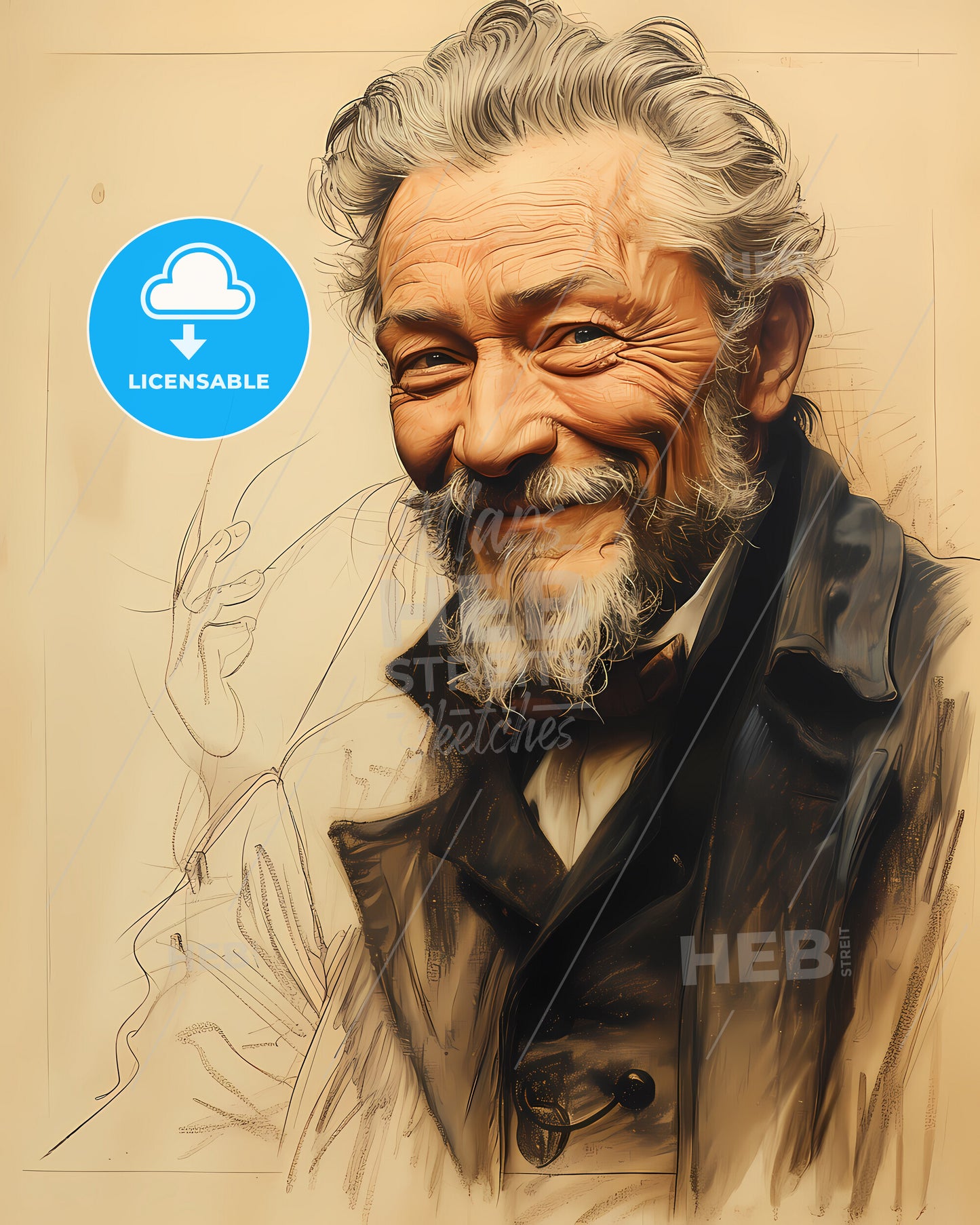 Jules, Verne, 1828 - 1905, a man with a beard smiling