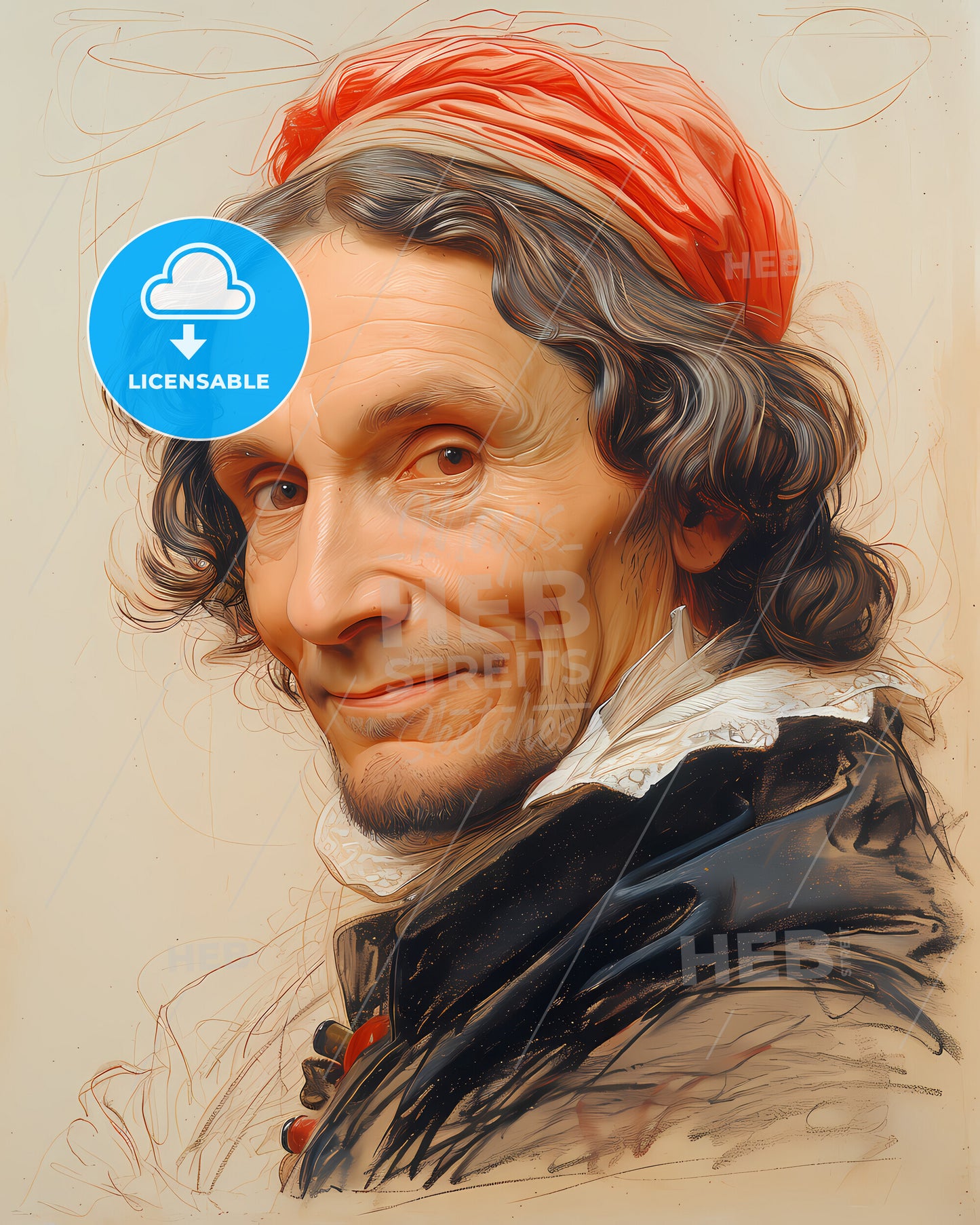 Alfonso, d'Este, 1476 - 1534, a painting of a man with a red hat