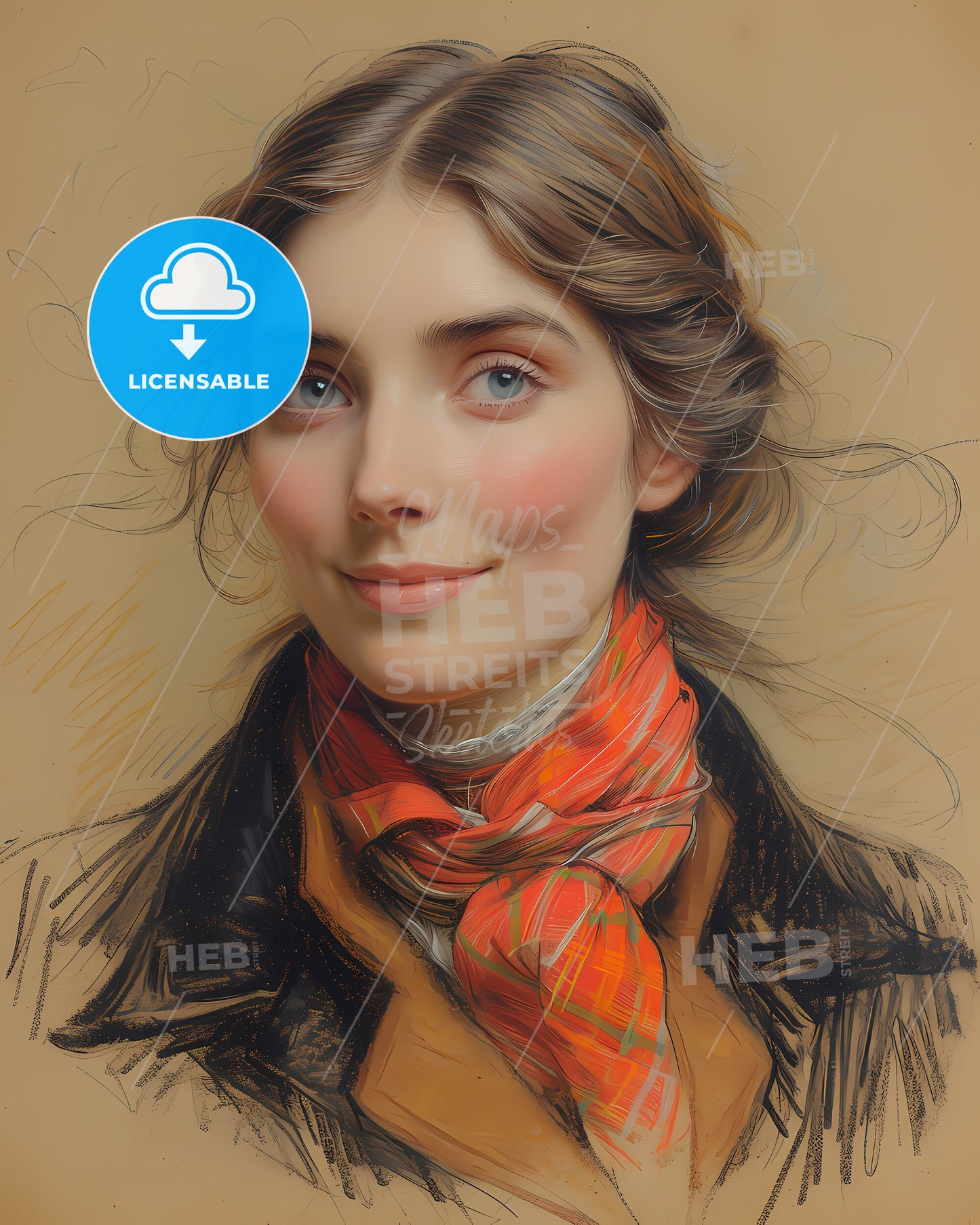 Fanny, Kemble, 1809 - 1893, a woman with a scarf around her neck