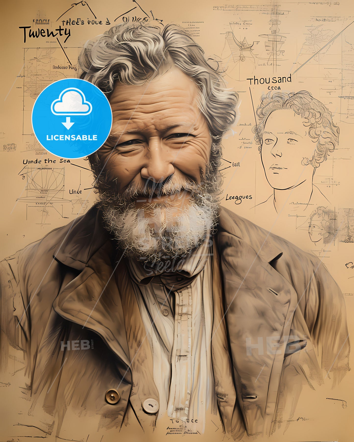 Jules, Verne, 1828 - 1905, a man with a beard and mustache