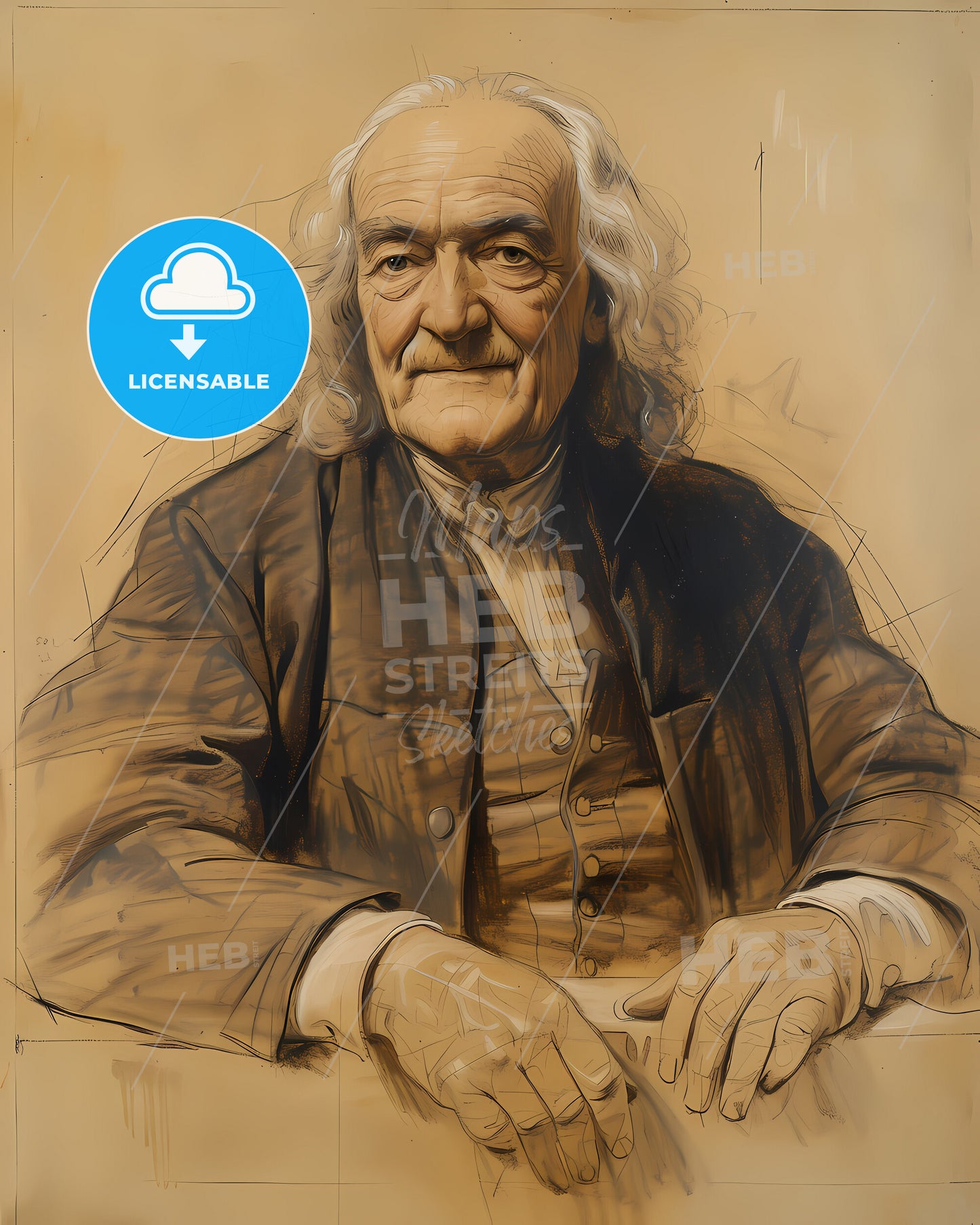 Thomas, Sydenham, 1624 - 1689, a drawing of a man