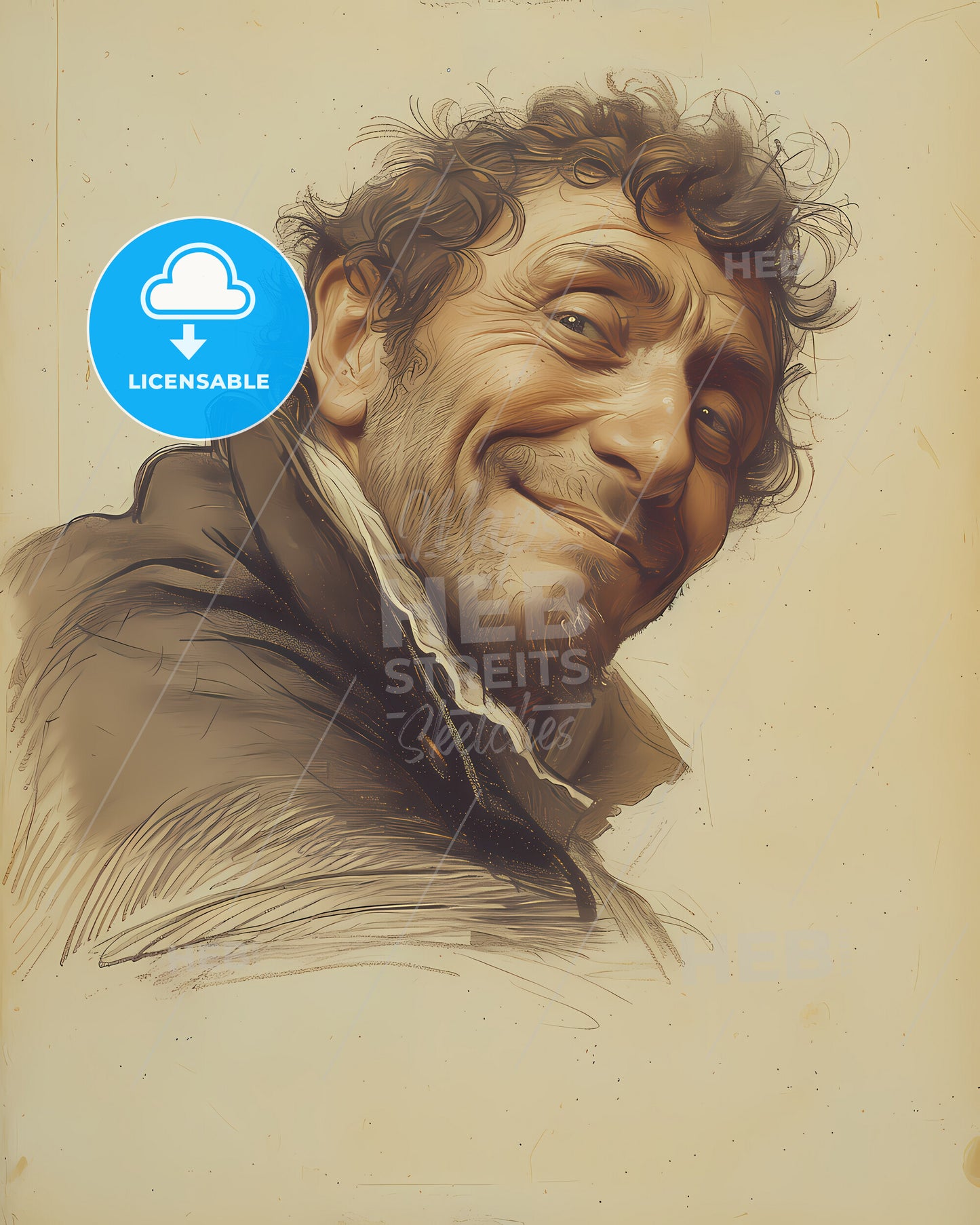 Alessandro, Scarlatti, 1660 - 1725, a drawing of a man smiling