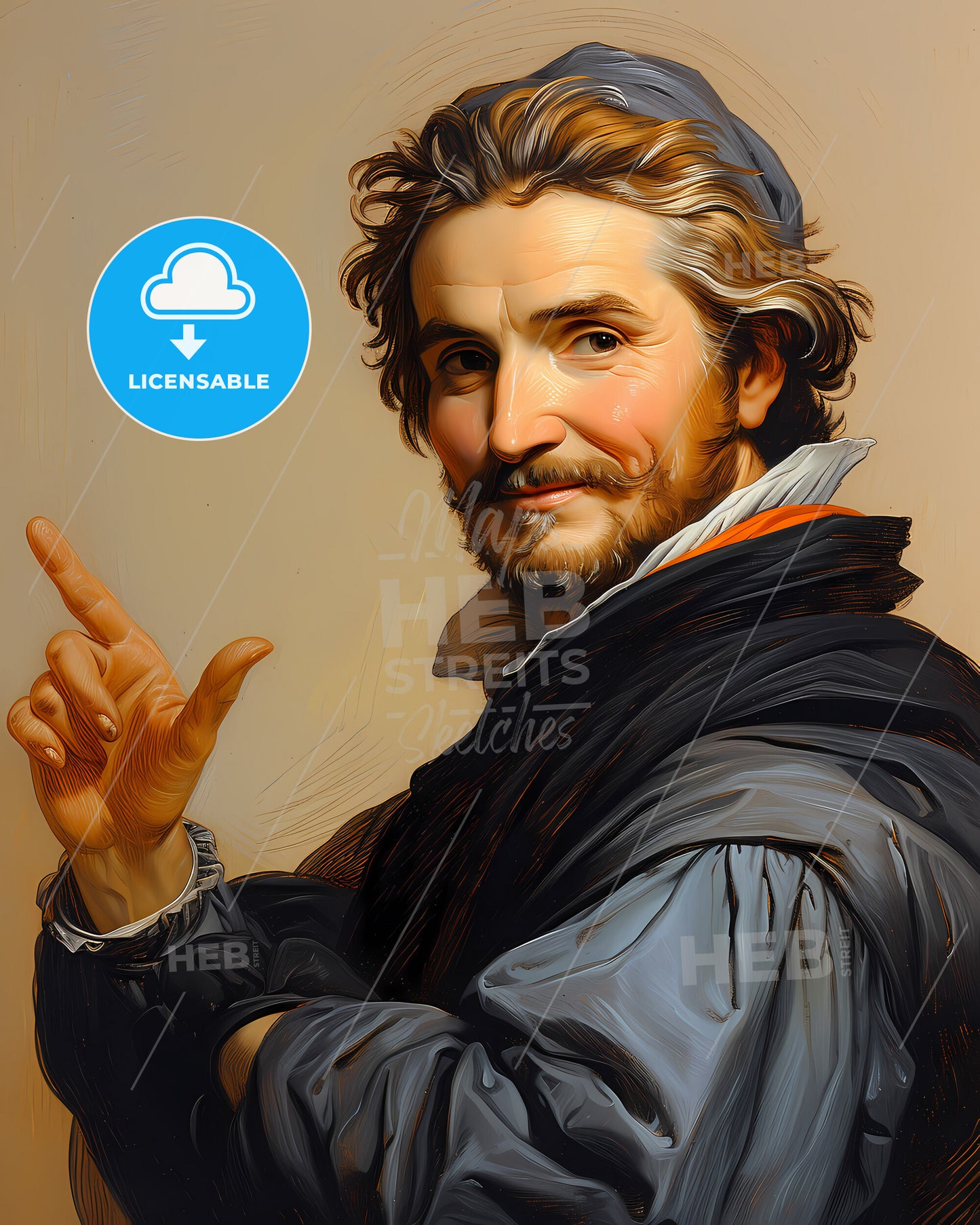 François, Rabelais, 1494 - 1553, a man pointing at something