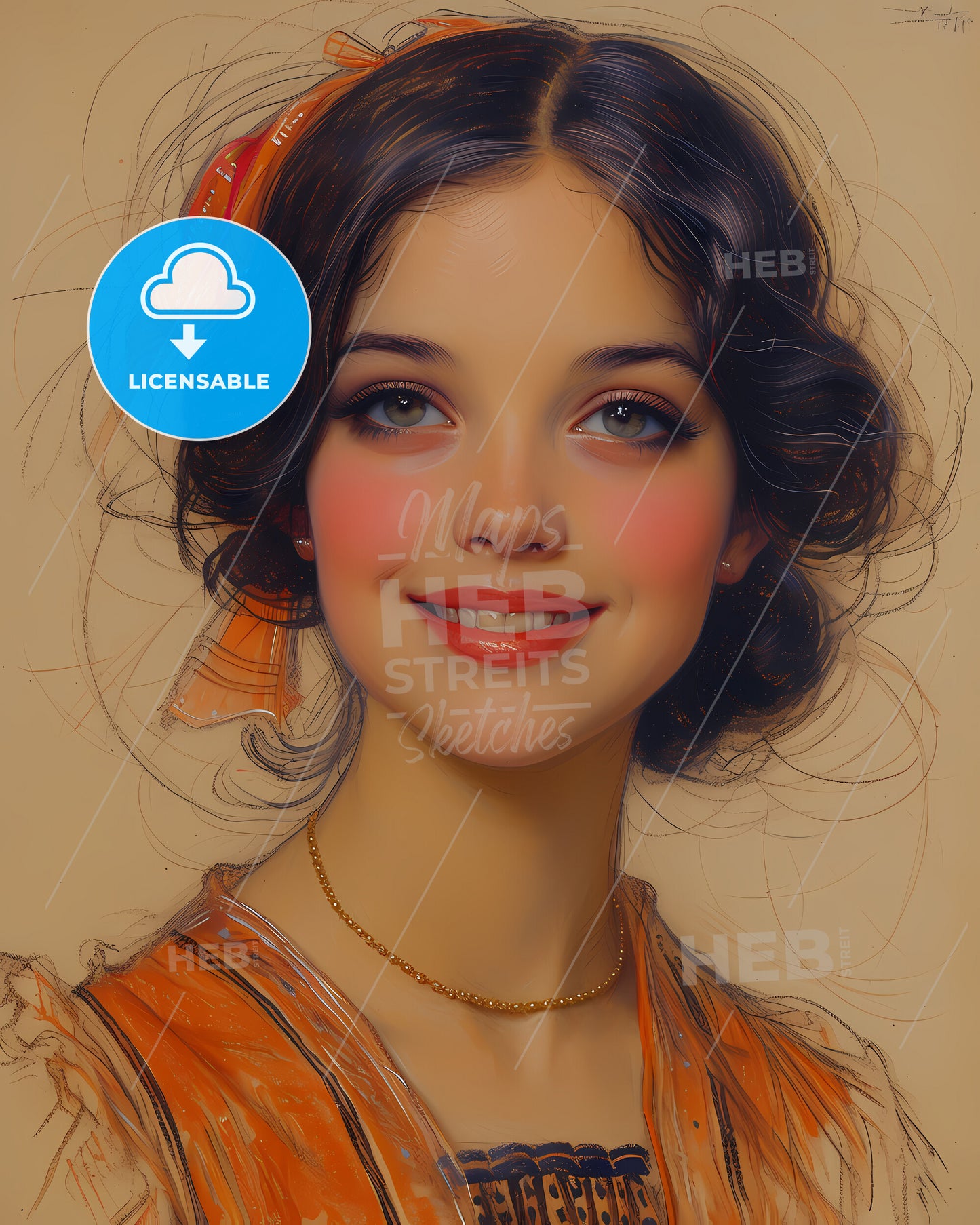 Adelina, Patti, 1843 - 1919, a woman with a red bow in her hair