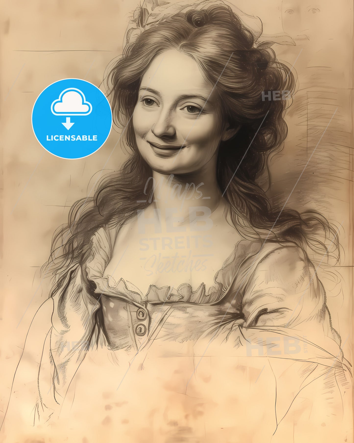 Madame, de La Fayette, 1634 - 1693, a drawing of a woman