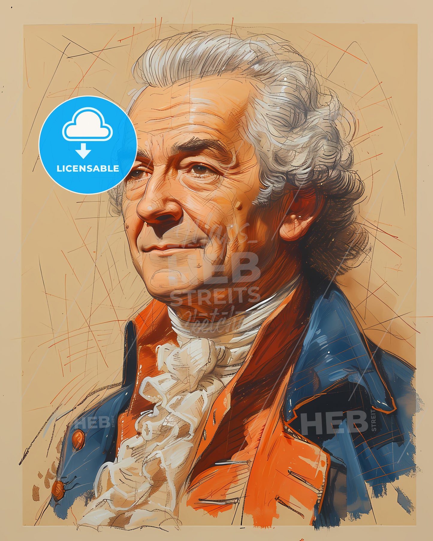 David, Garrick, 1717 - 1779, a man with white hair and ruffled shirt