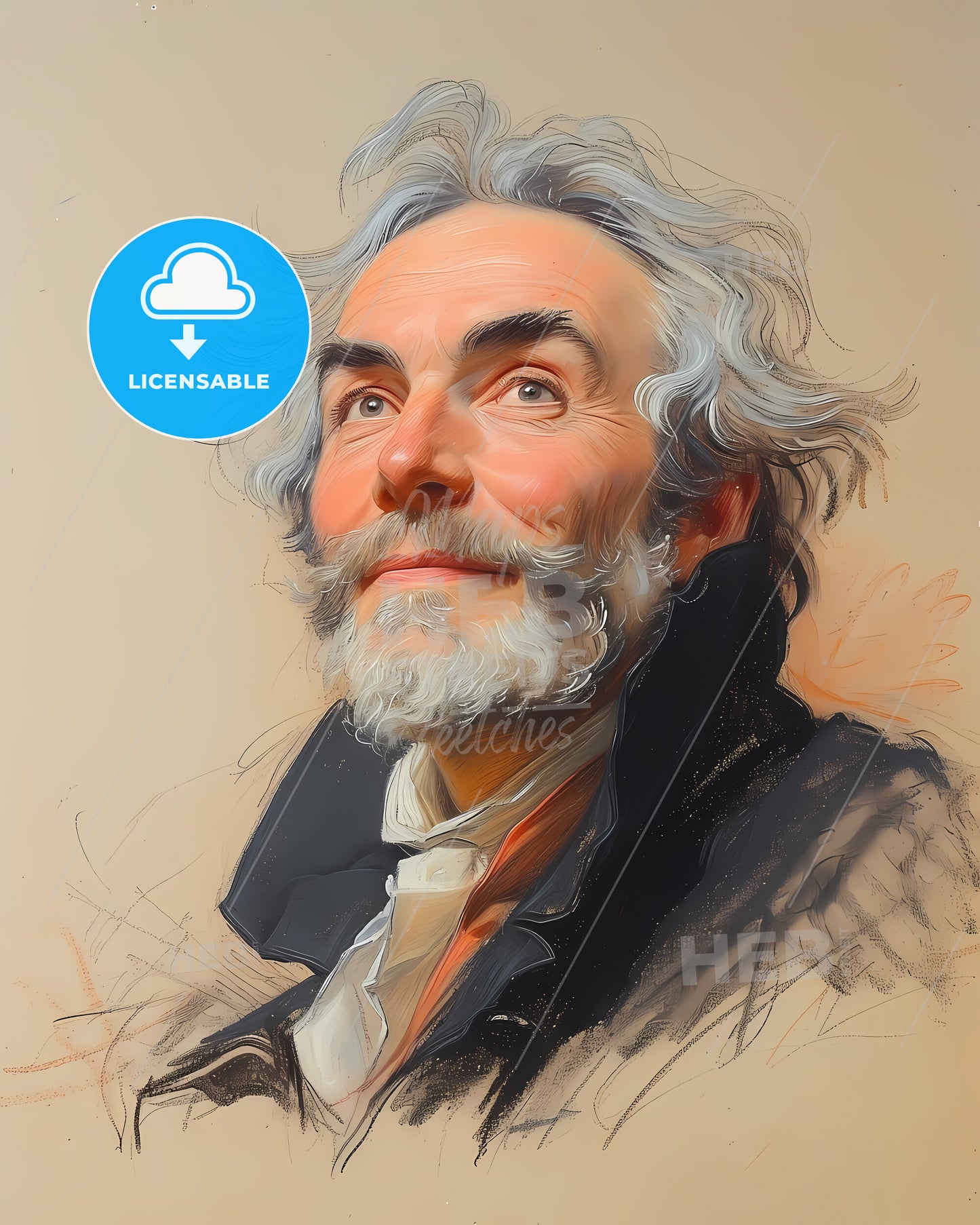 Jean le Rond, d'Alembert, 1717 - 1783, a man with a beard and mustache