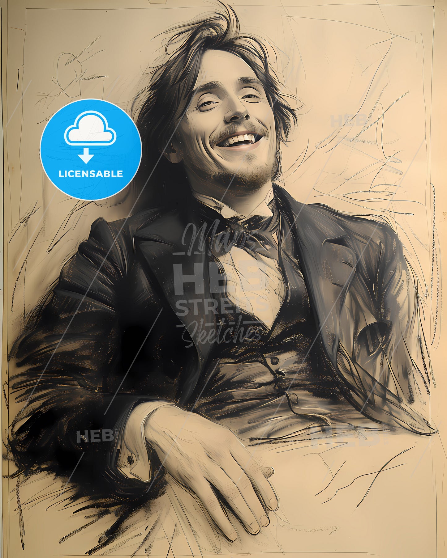 Hans Christian, Andersen, 1805 - 1875, a man in a suit