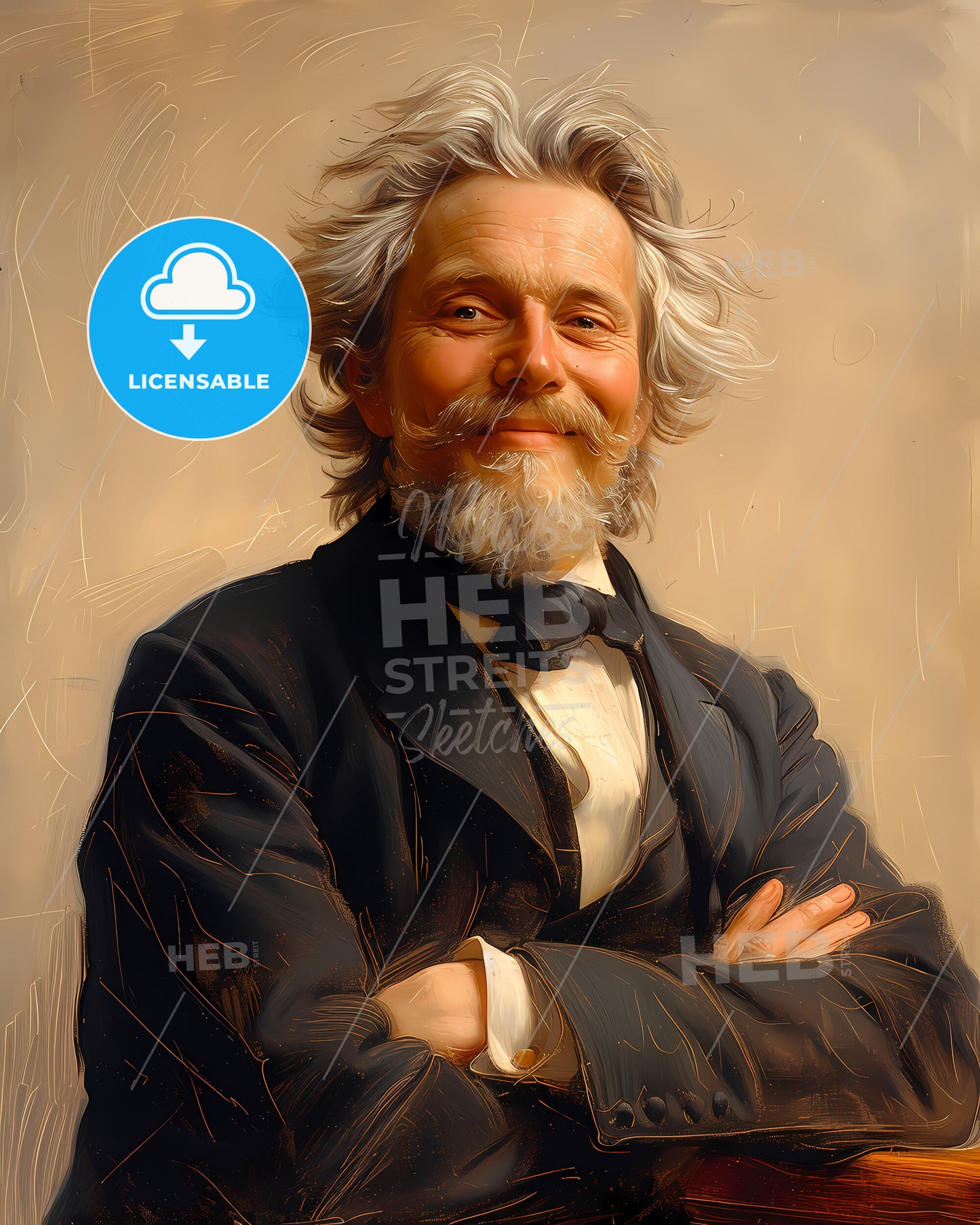 August, Strindberg, 1849 - 1912, a man with a beard and mustache wearing a suit and bow tie