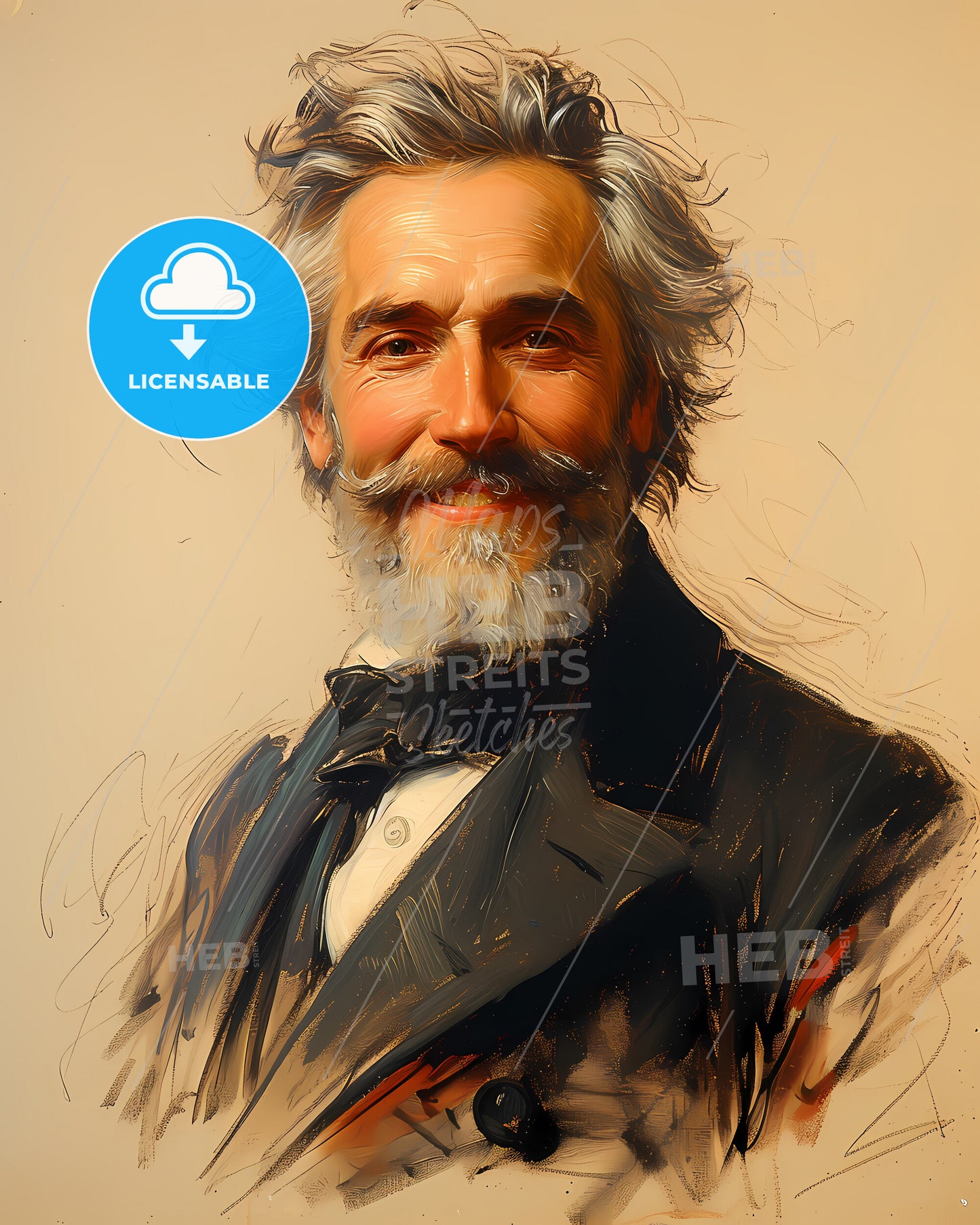 Joseph, Lister, 1827 - 1912, a painting of a man with a beard