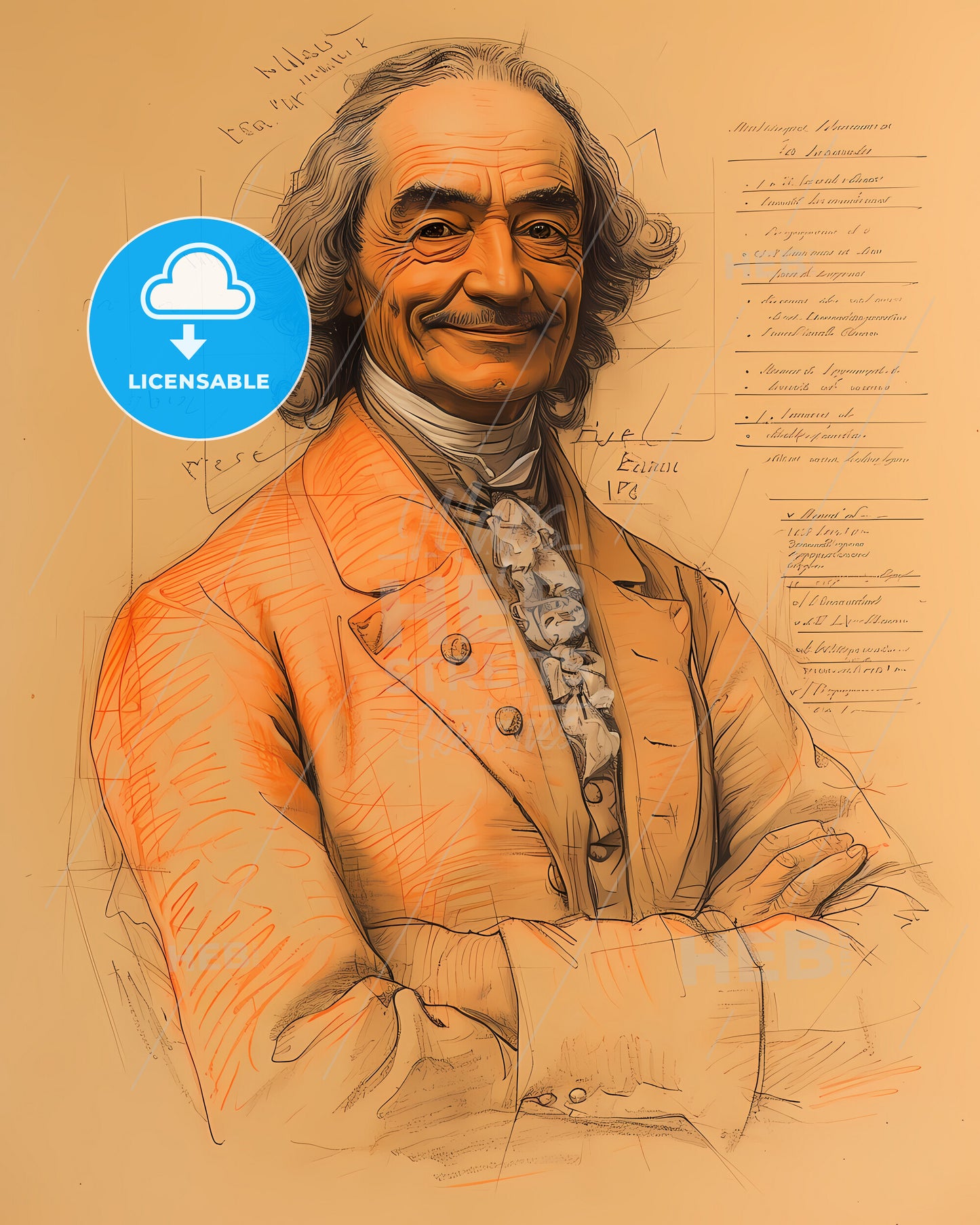 François-Marie Arouet, Voltaire, 1694 - 1778, a man with his arms crossed