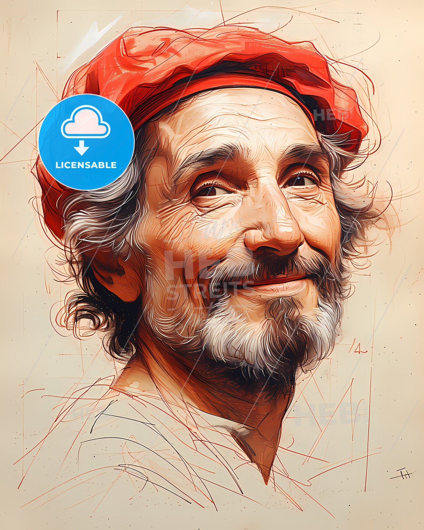 Donato, Bramante, 1444 - 1514, a man with a beard and red hat