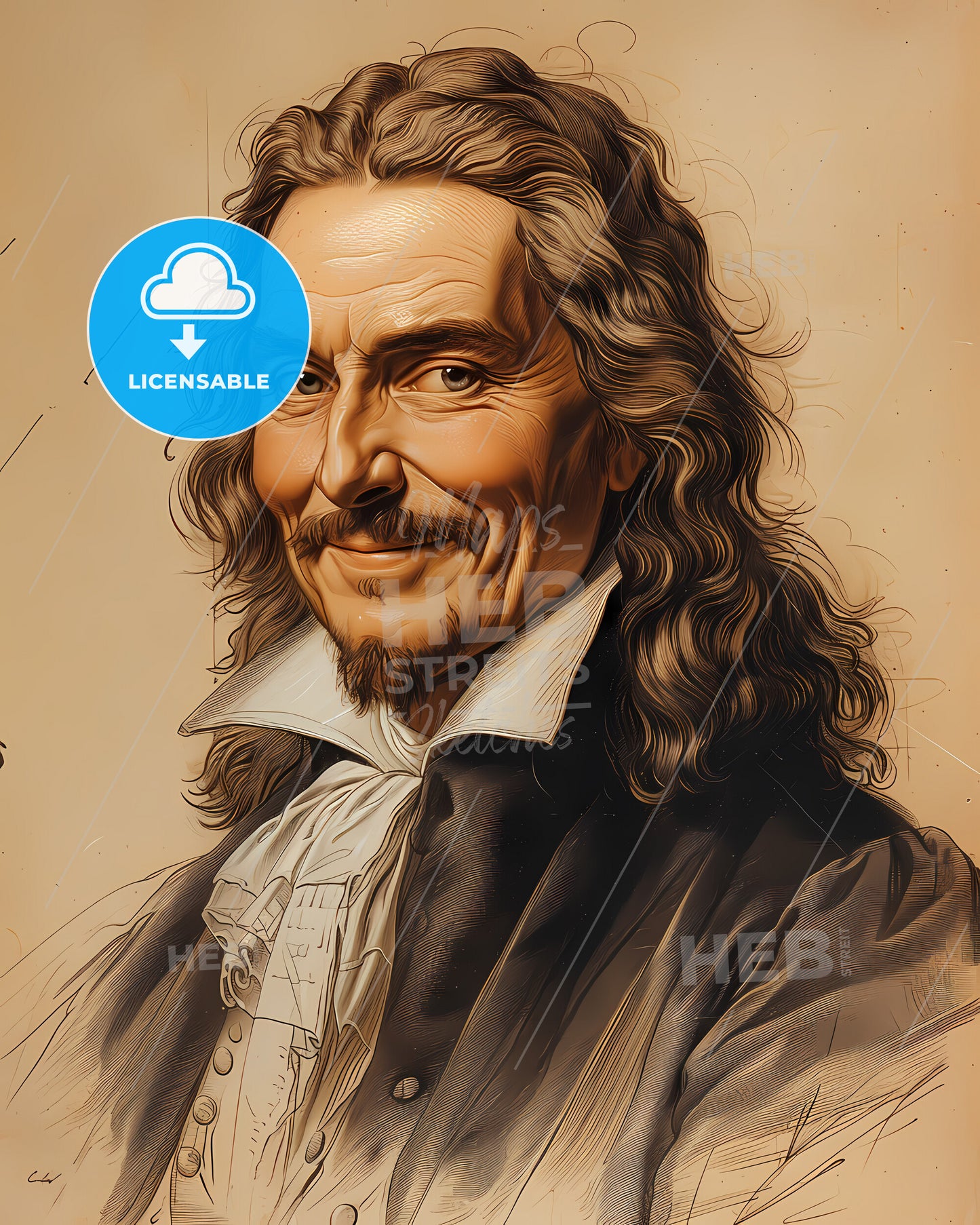 Robert, Boyle, 1627 - 1691, a man with long hair and a mustache